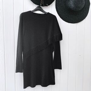Fringe Shawl Knit Mini Dress